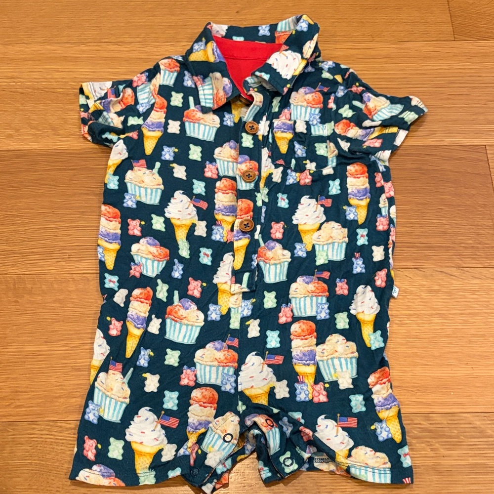 Posh Peanut Blue 4th of July romper